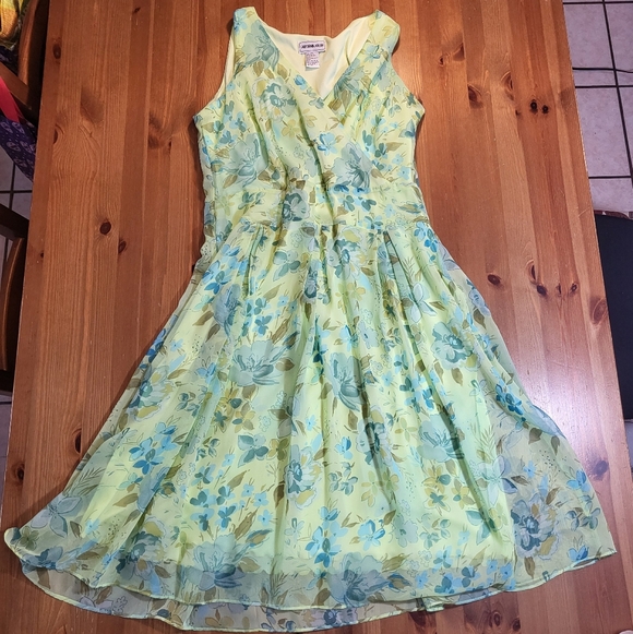 California Krush Spring Floral Green Sleeveless Midi Dress, Size 14/L, 90s - Picture 3 of 9